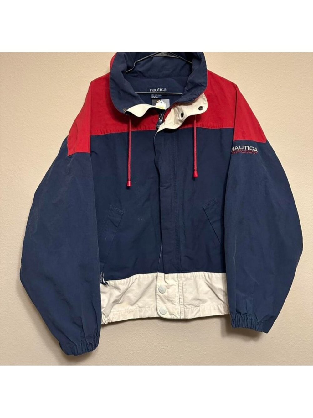 Vintage 90s Nautica Sport Windbreaker Jacket With Foldable Hood